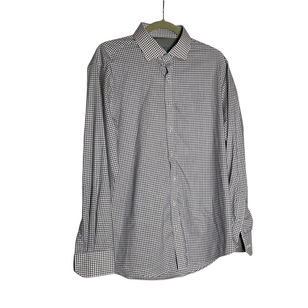 Twillory Blue Pink White Plaid Checkered Print Long Sleeve Button Up Shirt 34/35